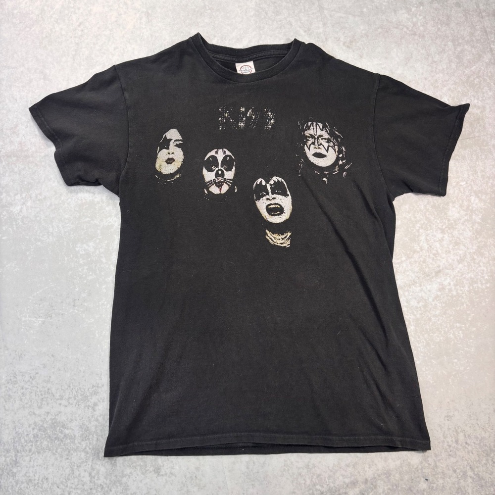 Vintage 2000s KISS Band Tee Delta Pro Weight Black Distressed Graphic Shirt M